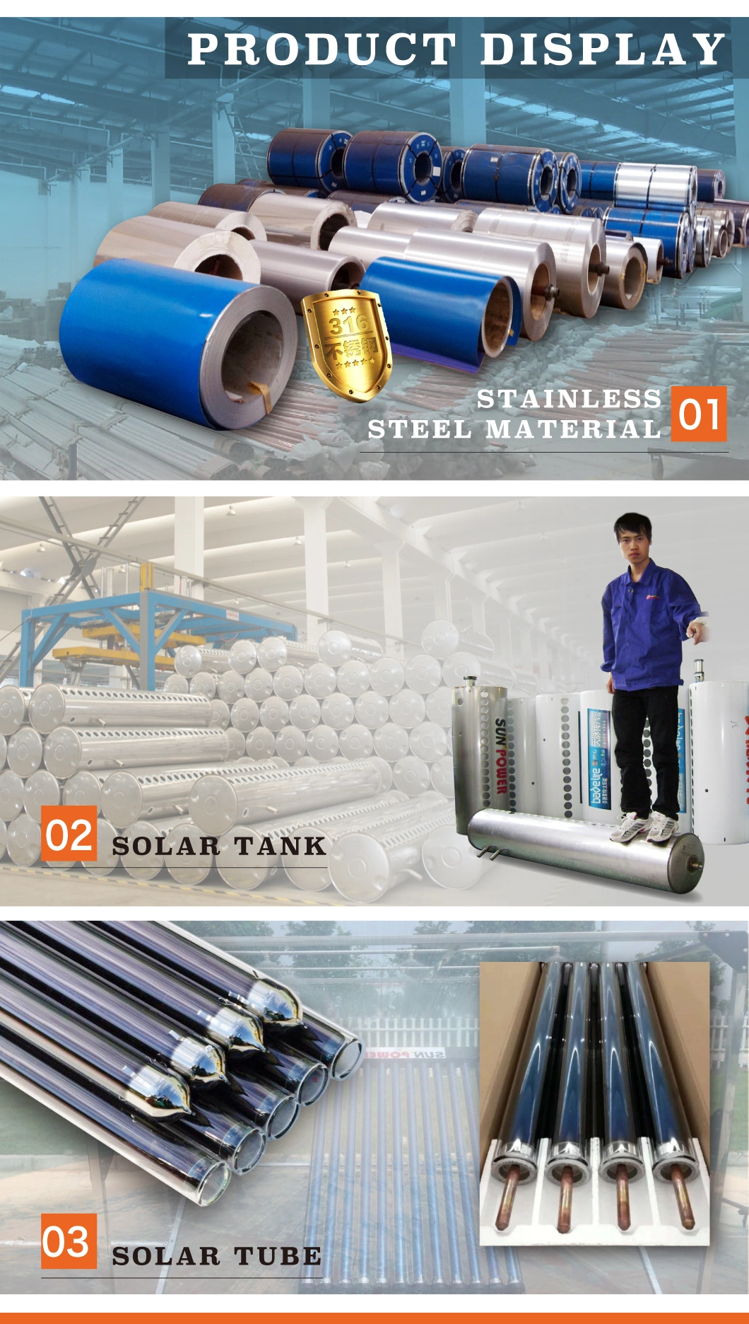 Pressurized Pre-Heat Copper Coil Solar Water Heater with Heat Pipe